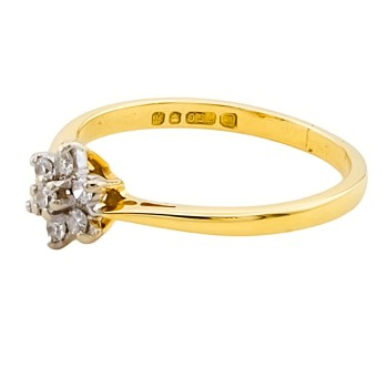 18ct Gold Diamond 0.15cts Cluster Ring Size I